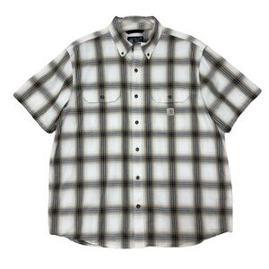 CARHARTT Men’s XL Plaid Button Down Loose Fit Collared Short Sleeve Shirt